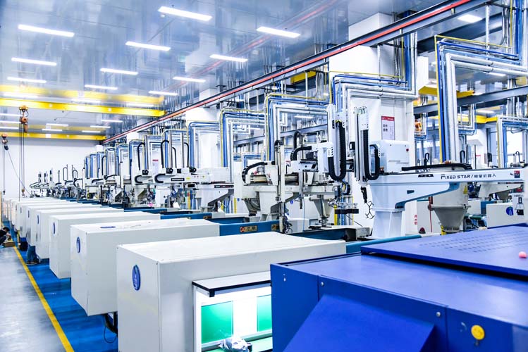 Panoramic View of Injection Molding Workshop