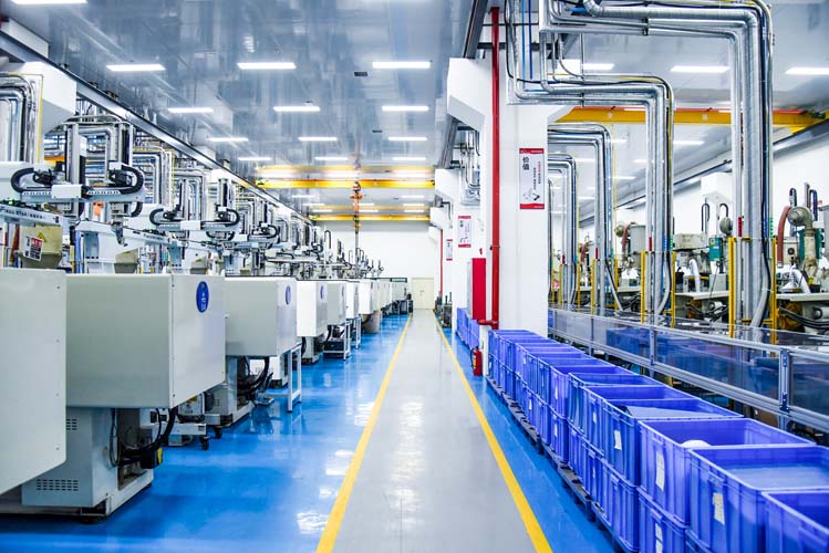 Panoramic View of Injection Molding Workshop