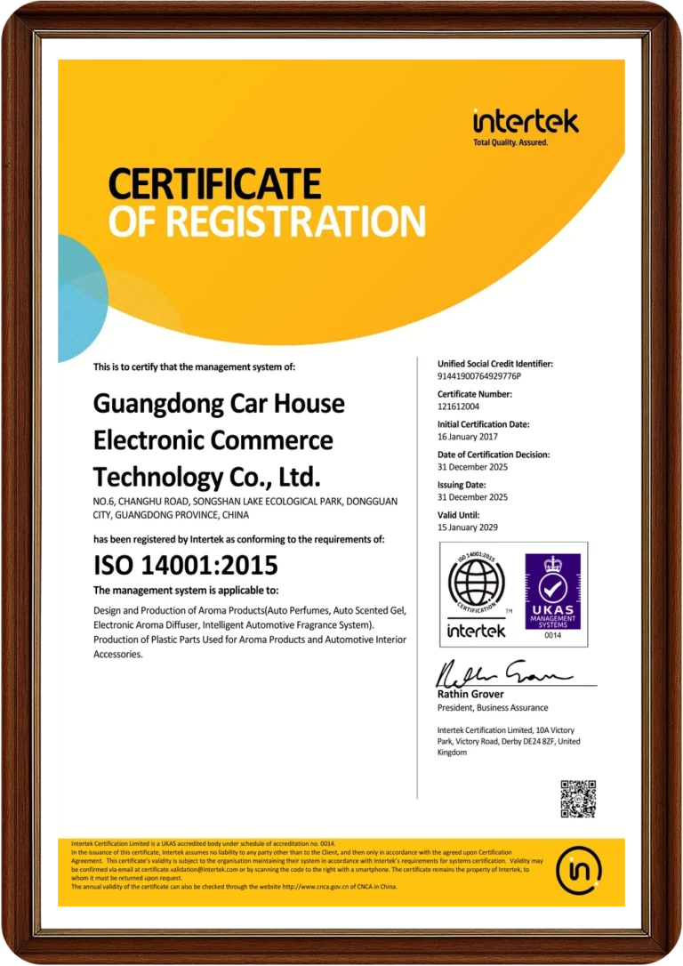 ISO 14001 Environmental Management System Certificate